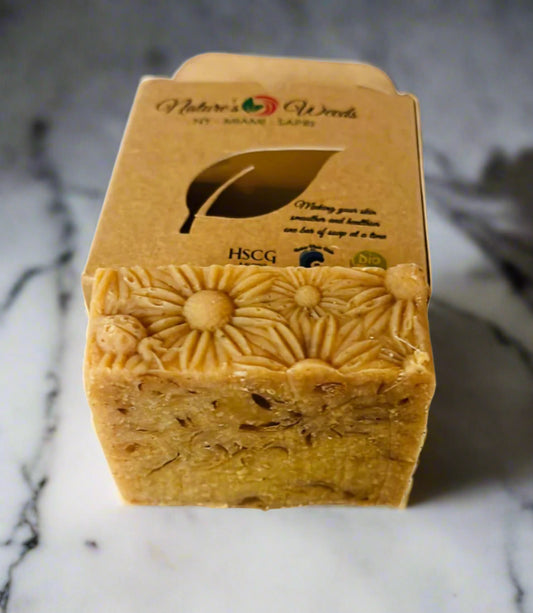 Aloe and turmeric handmade soap bar with cinnamon and clove for dry skin relief