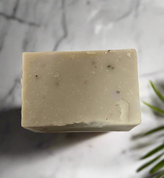 Handmade olive oil soap bar with pine sap and sea clay for eczema and dry skin