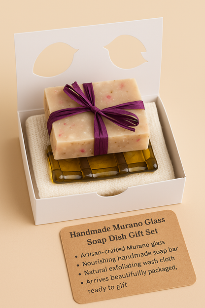 Handmade Murano Glass Soap Dish Gift Set