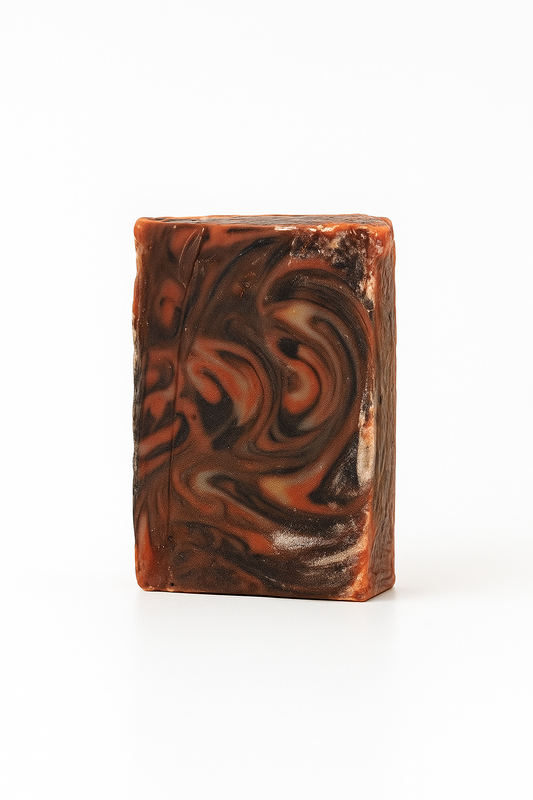 Clear skin charcoal soap bar with clay, sage, and patchouli for acne-prone skin