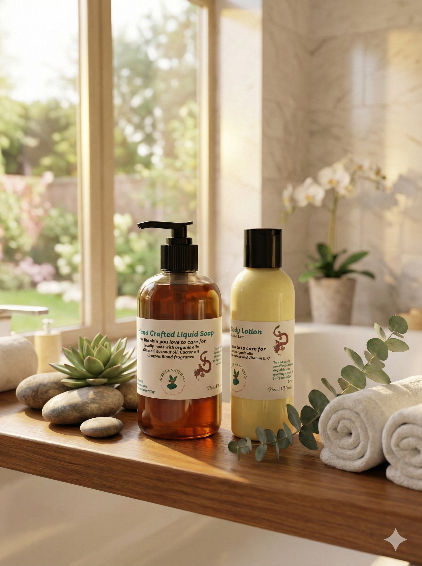 Festive body care duo with lotion and liquid soap. Choose Mistletoe or Dragon’s Blood scent. 8oz each. Ready to gift for the holidays