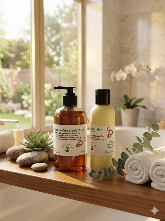 Festive body care duo with lotion and liquid soap. Choose Mistletoe or Dragon’s Blood scent. 8oz each. Ready to gift for the holidays