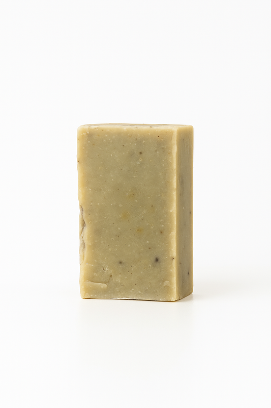 Handmade olive oil soap bar with pine sap and sea clay for eczema and dry skin